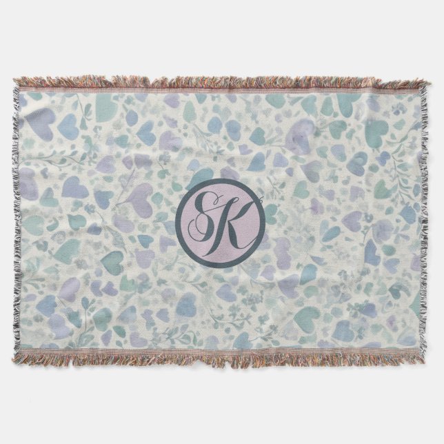 Green Lila Blue Liebe Hearts Decke (Vorderseite)