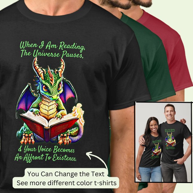 Green Lila Dragon Warning Book Voice T-Shirt (Von Creator hochgeladen)