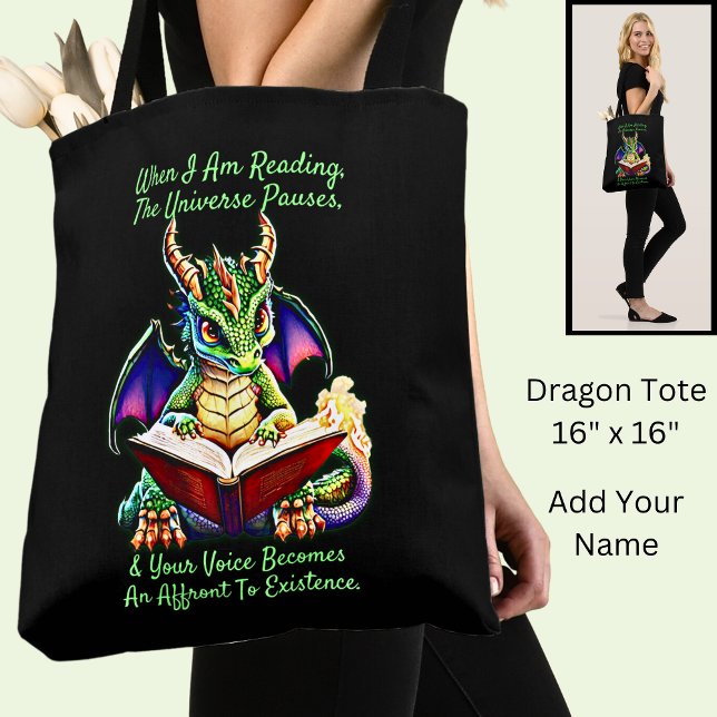 Green Lila Dragon Warning Book Voice Tasche (Von Creator hochgeladen)