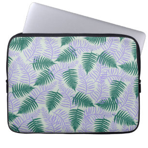 Green Lila Fern Blätter Retro 70er Blume Muster Laptopschutzhülle