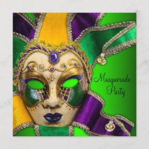 Green Lila Gold Masquerade Party Einladungen