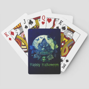 Green Lila Gothic Spuk House Happy Halloween Spielkarten