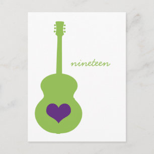 Green/Lila Guitar Heart Table Postcard 2 Postkarte