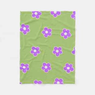 Green Lila Retro Y2K Blume Muster Fleecedecke