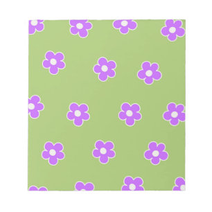 Green Lila Retro Y2K Blume Muster Notizblock