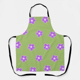 Green Lila Retro Y2K Blume Muster Schürze