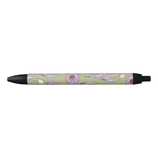 Green Lila Retro Y2K Funky Hippie Blume Muster Kugelschreiber (Vorderseite)