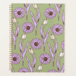 Green Lila Retro Y2K Funky Hippie Blume Muster Planer