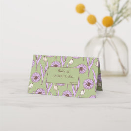 Green Lila Retro Y2K Funky Hippie Blume Muster Platzkarte