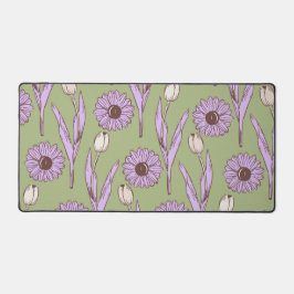 Green Lila Retro Y2K Funky Hippie Blume Muster Schreibtischunterlage