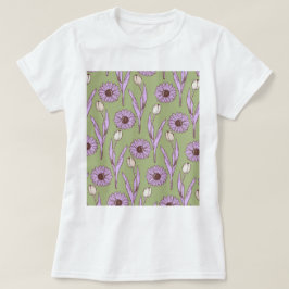 Green Lila Retro Y2K Funky Hippie Blume Muster T-Shirt