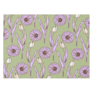 Green Lila Retro Y2K Funky Hippie Blume Muster Tischdecke