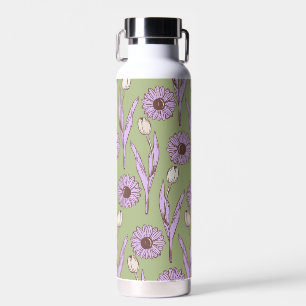 Green Lila Retro Y2K Funky Hippie Blume Muster Trinkflasche