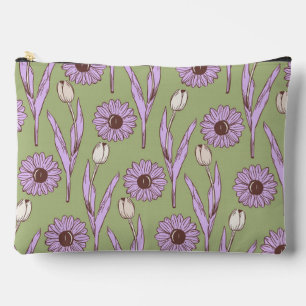 Green Lila Retro Y2K Funky Hippie Blume Muster Zubehörtasche