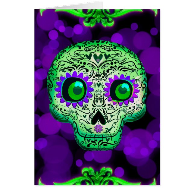 Green & Lila Sugar Skull GlasshHalloween (Vorne)
