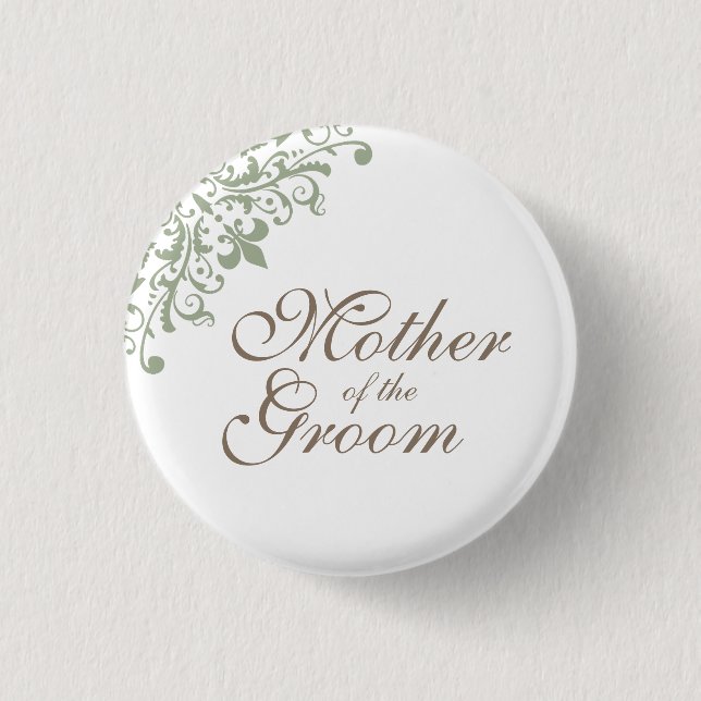 Green Lilie Script Mother of the Groom Button (Vorderseite)