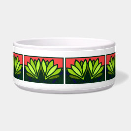 Green Lily Blume Muster Keramik Dog Bowl Napf