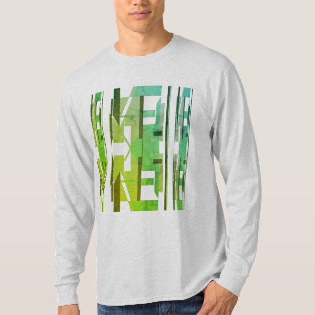 Green Limon Olive Gemustert MCM Abstrakte Art T-Shirt (Vorderseite)