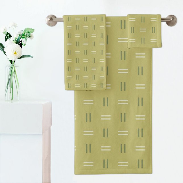 Green Line Pattern Towel Badhandtuch Set (Von Creator hochgeladen)