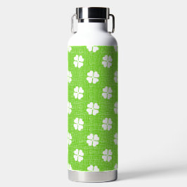GREEN LINEN LOOK WITH WHITE IRISH SHAMROCKS TRINKFLASCHE