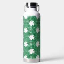 GREEN LINEN LOOK WITH WHITE IRISH SHAMROCKS
