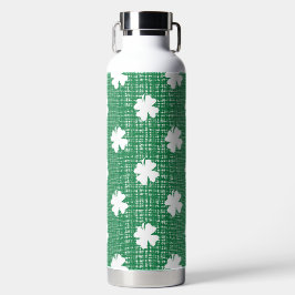 GREEN LINEN LOOK WITH WHITE IRISH SHAMROCKS TRINKFLASCHE