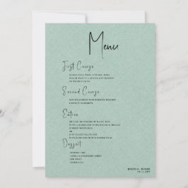 Green linen Simple Black Script Welcome Menu Einladung