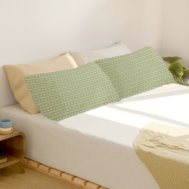 Green Lines and Circles Pattern Pair Of Pillowcase Kissenbezug (Von Creator hochgeladen)