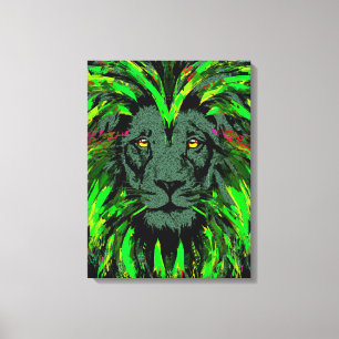Green Lion Head gepackte Canvas Lion Face Portrait Leinwanddruck