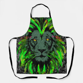 Green Lion Head - Lion Face Portrait Zeichnend Sch Schürze