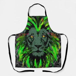 Green Lion Head - Lion Face Portrait Zeichnend Sch Schürze