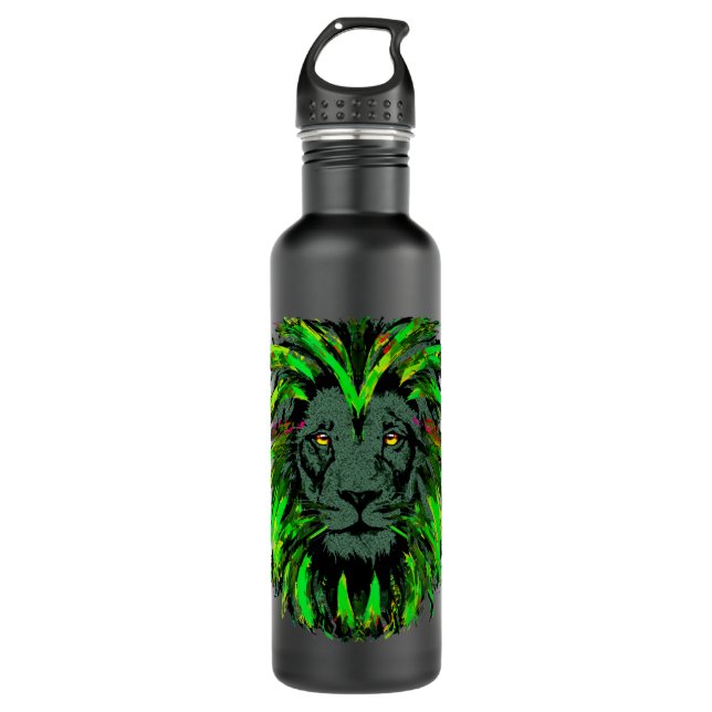 Green Lion Head - Lion Face Water Flasche Edelstahlflasche (Vorderseite)