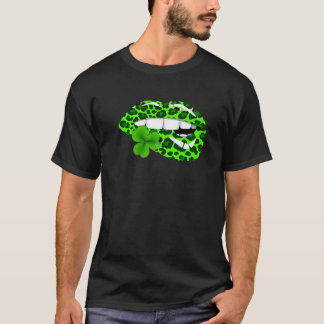 Green Lips Sexy Irish Leopard Kleeblatt St Patrick T-Shirt
