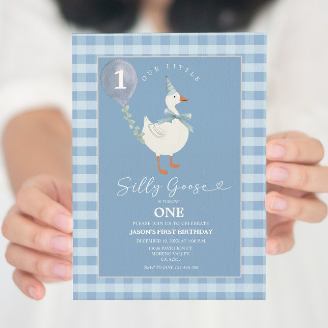 Green Little Albern Goose Balloon Junge 3. Geburts Einladung (Von Creator hochgeladen)