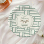 Green Little Fisherman Fishing Baby Shower Pappteller<br><div class="desc">Mit unseren Little Fisherman Fishing Baby Shower Paper Tellern servieren Sie Ihre Baby-Dusche Leckereien stilvoll! Diese bezaubernden Teller vereinen Funktionalität und Charme zu Ihrem Fest und ergänzen perfekt Ihr angeln Dekor. Features: Design: Erleben Sie ein köstliches Angelthema mit Aquarellelementen wie Angelruten, Fisch, Blasen und rustikalen Boho Akzenten. Farben: Weiche Farbtöne...</div>