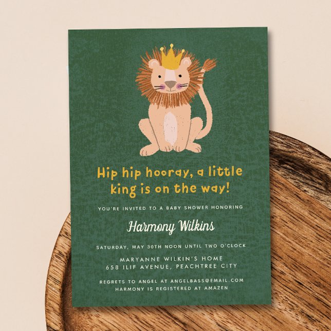 Green Little King Lion Boy Baby Shower Einladung (Von Creator hochgeladen)