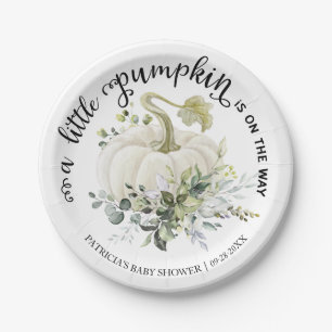 Green Little Pumpkin Fall Baby Shower Pappteller