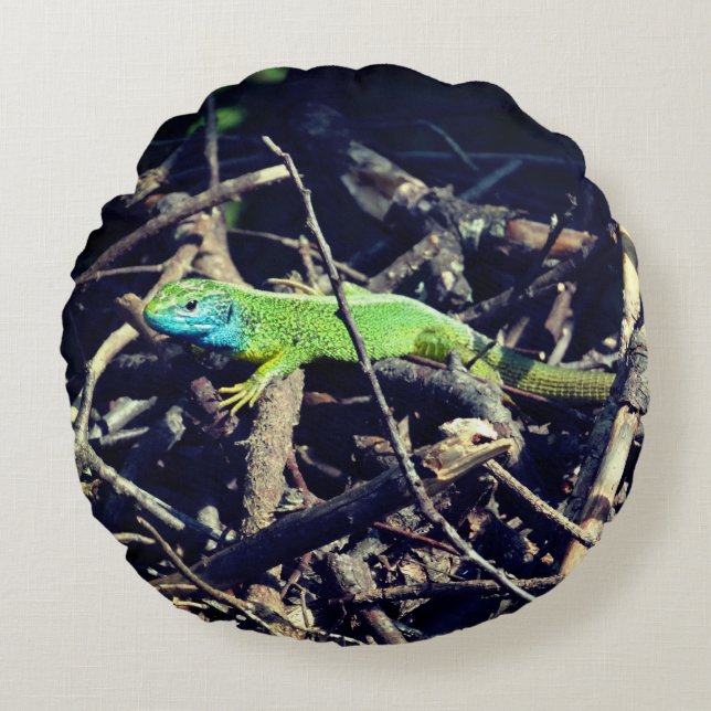 Green Lizard Foto Kissen (Vorderseite)