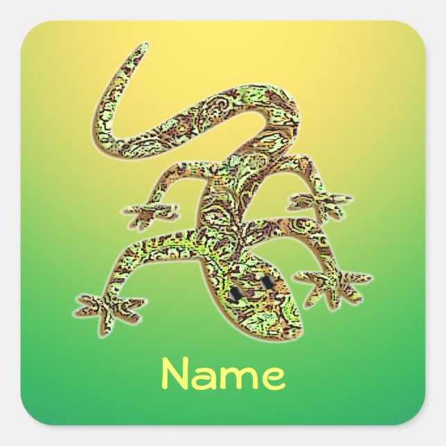 Green Lizard Gecko Salamander Aufkleber mit Namen (Vorderseite)