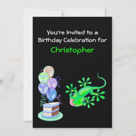Green Lizard Invitation de fête d'anniversaire
