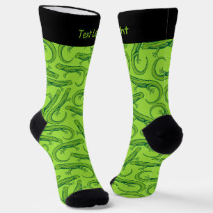Green Lizard Pattern Socken