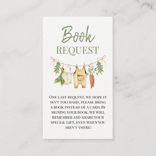 Green Locally Grown Baby Shower Babok Request Card Begleitkarte (Vorderseite)