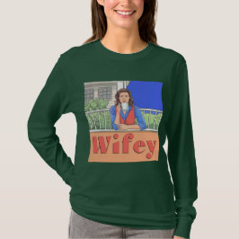 Green Long Sleeve Wifey T - Shirt