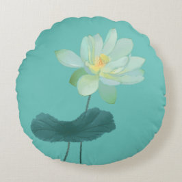 Green Lotus Blume Asiatisch Inspiriertes Throw Kis Rundes Kissen