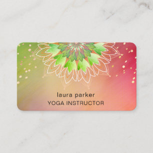 Green Lotus Blume Elegante Yoga Medizin Regenbogen Visitenkarte