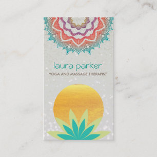 Green Lotus Blume Mandala Logo Yoga Heilung Visitenkarte