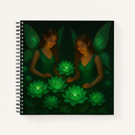 Green Lotus Fairies Hardcover Art Journal Notizbuch