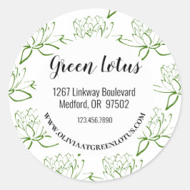Green Lotus Modern DIY Geschäftsadresse Aufkleber