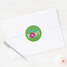 Green Luau Tropical Abschluss Round Stickers