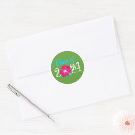 Green Luau Tropical Abschluss Round Stickers